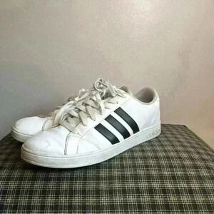 Adidas Grand Court Women Shoes White‎ Black Stripes Casual Sneakers Size 7 1/2